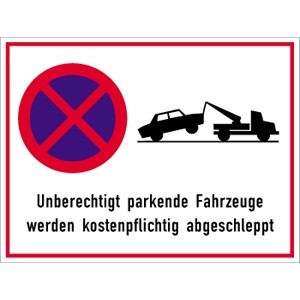 Parkplatzschild unberechtigte abschleppen