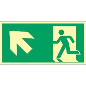 Fluchtwegschild Pfeil links oben