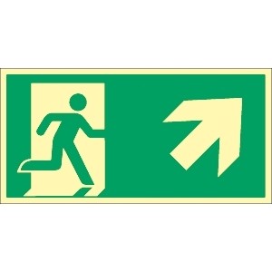 Fluchtwegschild Pfeil rechts oben