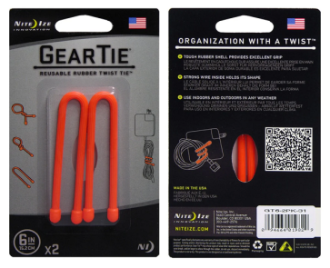 Gear Tie - Gummiflex-Binder / Torsion élastique - 6 Inch/15.2cm lang (orange)