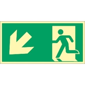Fluchtwegschild Pfeil links unten