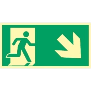 Fluchtwegschild Pfeil rechts unten