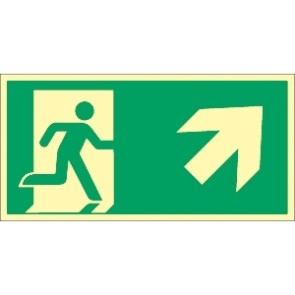 Fluchtwegschild Pfeil rechts oben