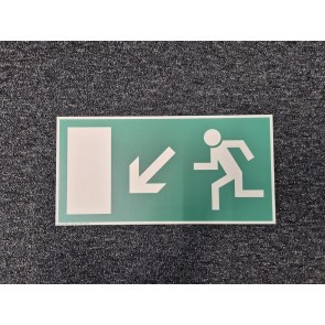 Fluchtwegschild Pfeil links unten Aluminium 400x200mm, altes Format